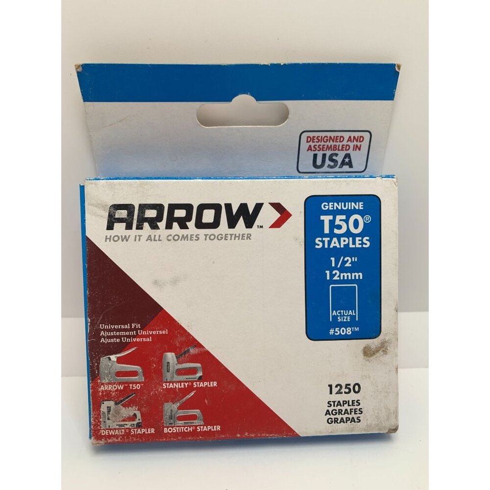 Arrow T50 Genuine Staples 1/2" 12mm 1250 Count Universal Fit For Staplers